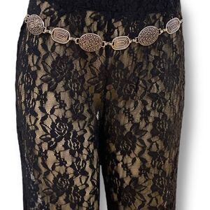 Silver Antique Geometric Metal Medallion Link Fashion Belt NEW